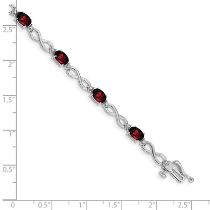 10K White Gold Garnet And Diamond Infinity Bracelet