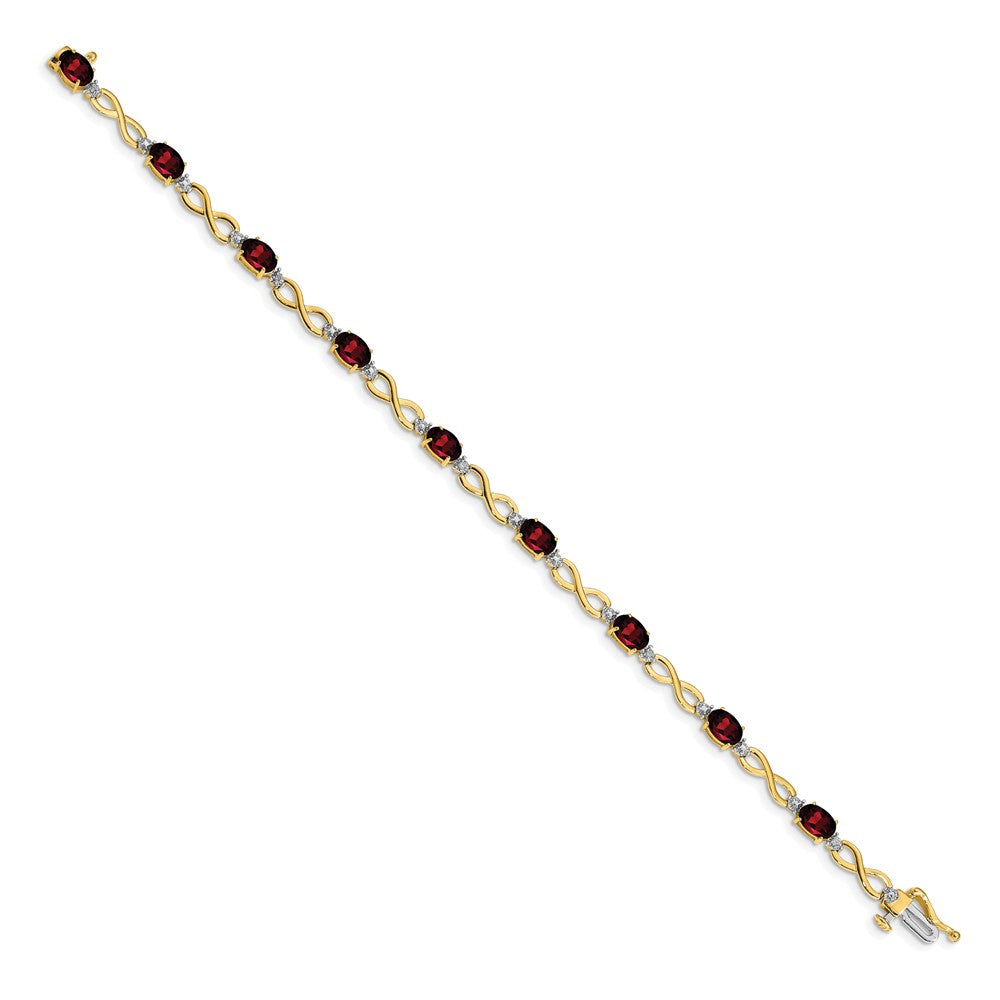 10K Yellow Gold Garnet And Diamond Infinity Bracelet