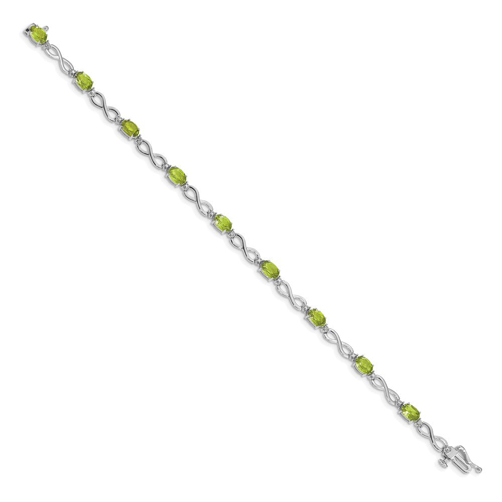 10K White Gold Peridot And Diamond Infinity Bracelet