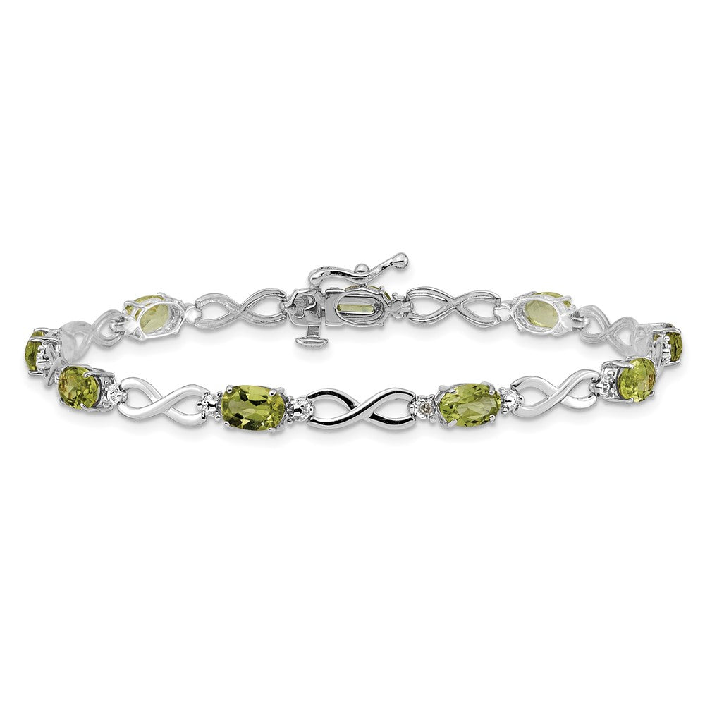 10K White Gold Peridot And Diamond Infinity Bracelet