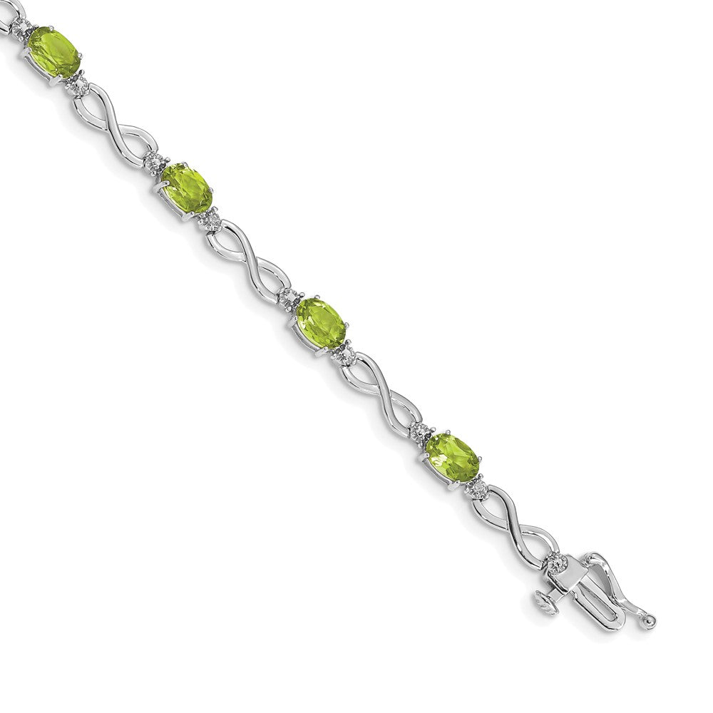 10K White Gold Peridot And Diamond Infinity Bracelet