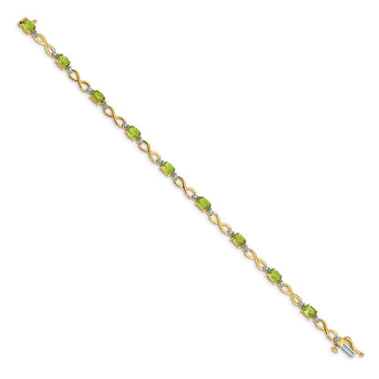 10K Yellow Gold Peridot And Diamond Infinity Bracelet