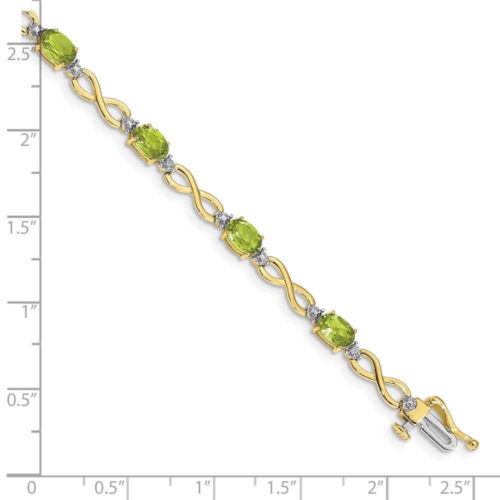 10K Yellow Gold Peridot And Diamond Infinity Bracelet