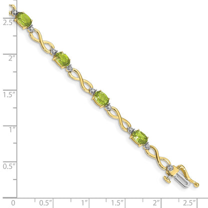 10K Yellow Gold Peridot And Diamond Infinity Bracelet