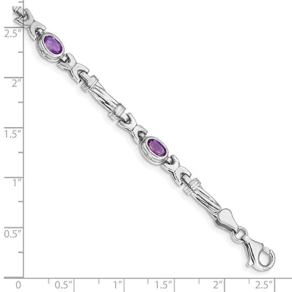 10K White Gold Amethyst 4 Stone Bracelet
