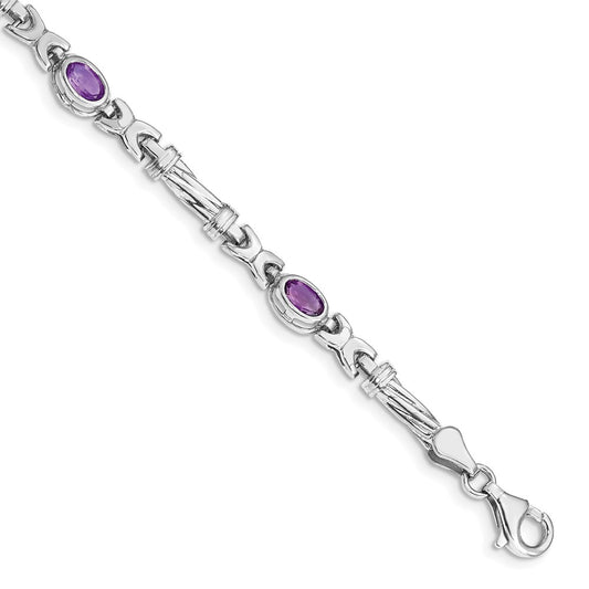 10K White Gold Amethyst 4 Stone Bracelet