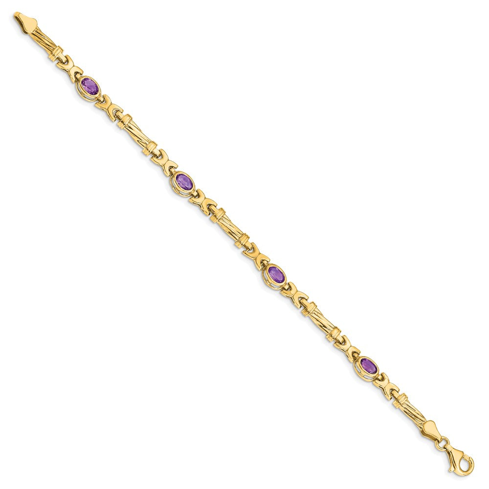 10K Yellow Gold Amethyst 4 Stone Bracelet