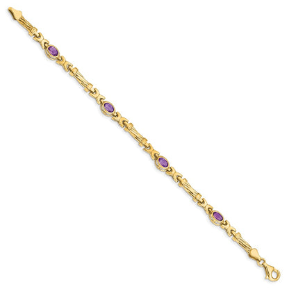 10K Yellow Gold Amethyst 4 Stone Bracelet