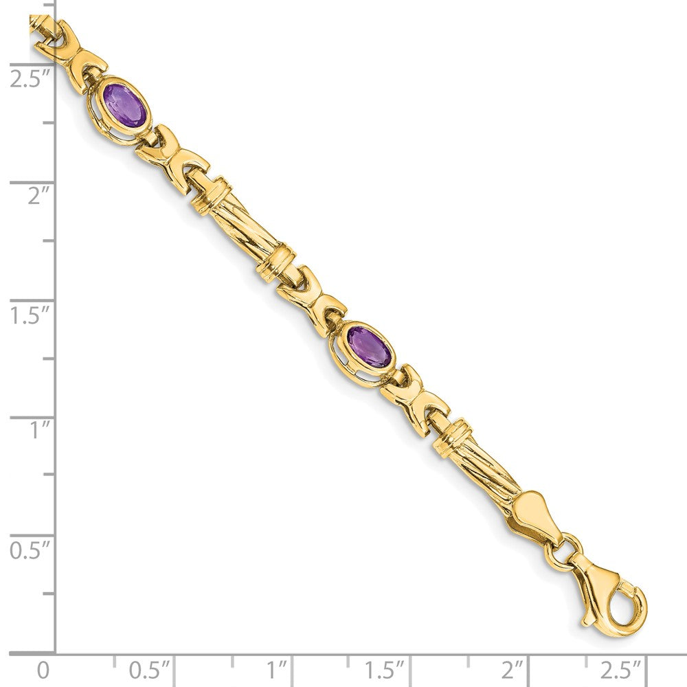 10K Yellow Gold Amethyst 4 Stone Bracelet