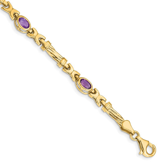10K Yellow Gold Amethyst 4 Stone Bracelet
