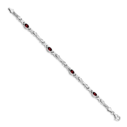 14k White Gold Garnet Bracelet