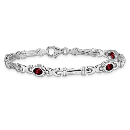 14k White Gold Garnet Bracelet