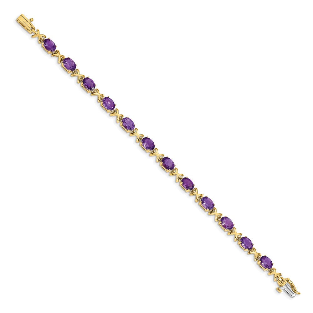 14k Yellow Gold 7x5mm Oval Amethyst Bracelet