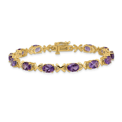14k Yellow Gold 7x5mm Oval Amethyst Bracelet