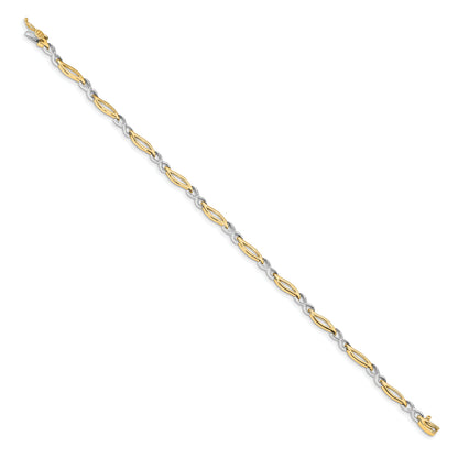 14K Two Tone Diamond Infinity 7 In Link Bracelet