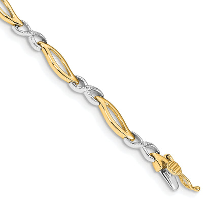 14K Two Tone Diamond Infinity 7 In Link Bracelet
