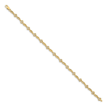 10K Yellow Gold Diamond Hearts Tennis Bracelet