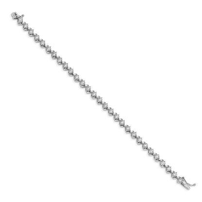 14k White Gold 2 Ct. Lab Grown Diamond VS/SI+ G+ 7.25 inch Fancy Tennis Bracelet