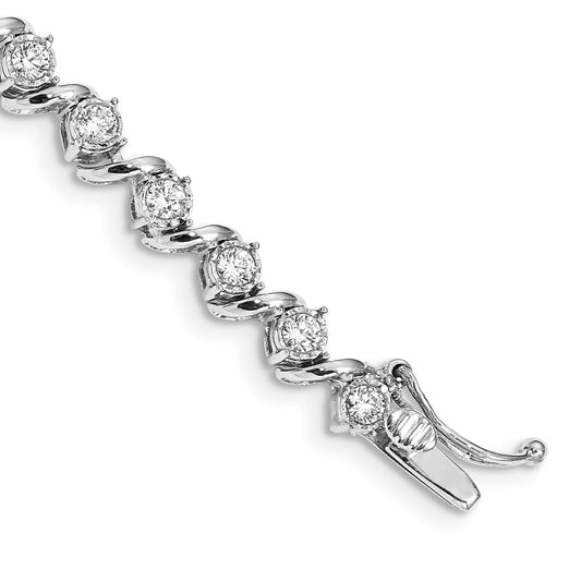 14k White Gold 2 Ct. Lab Grown Diamond VS/SI+ G+ 7.25 inch Fancy Tennis Bracelet