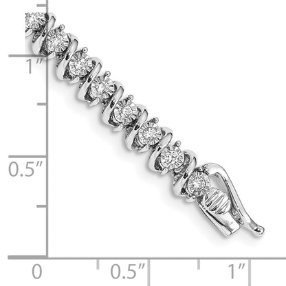14k White Gold 1 Ct. Lab Grown Diamond VS/SI+ G+ 7.25 inch Fancy Tennis Bracelet