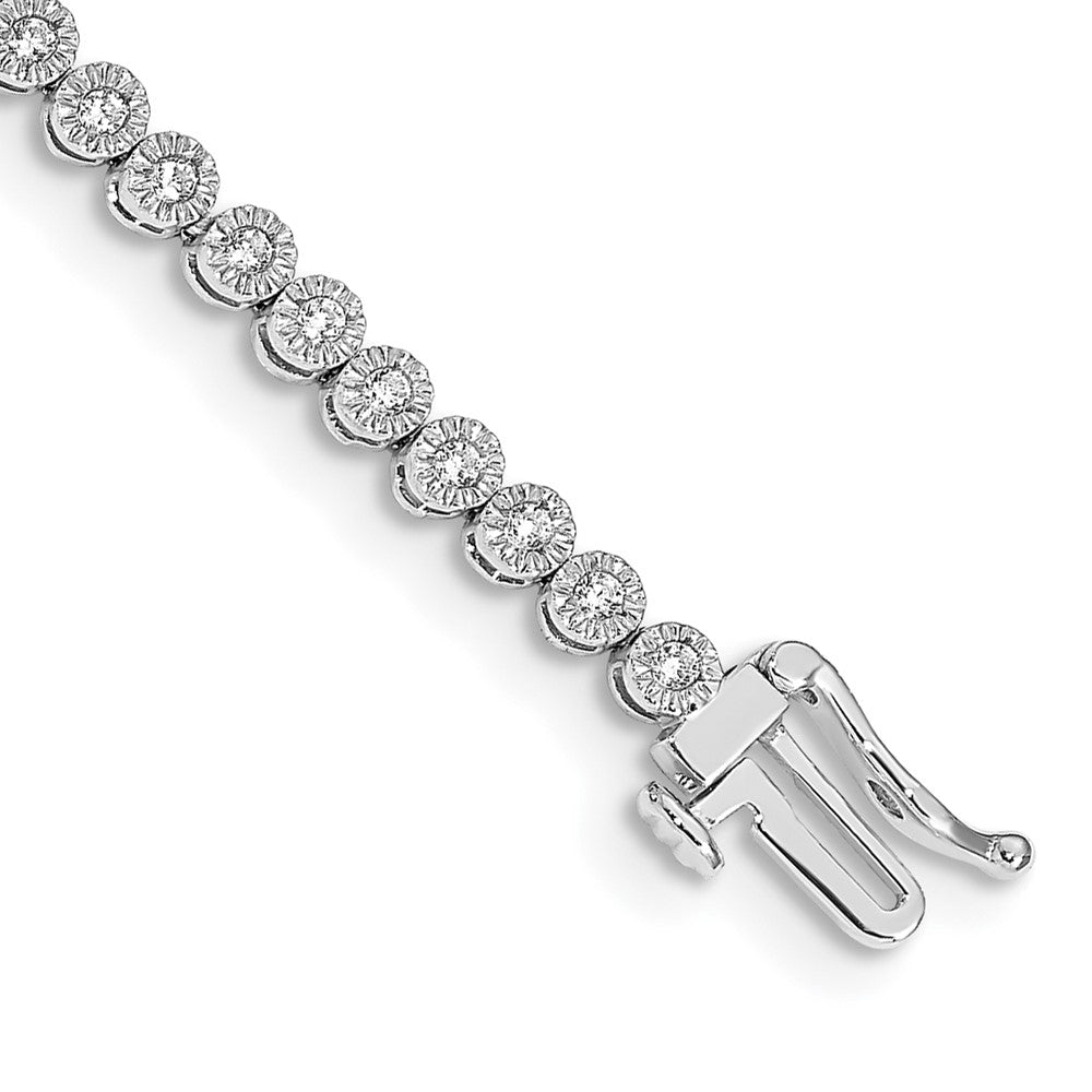 14k White Gold 1 Ct. Lab Grown Diamond VS/SI+ G+ 7 inch Fancy Tennis Bracelet