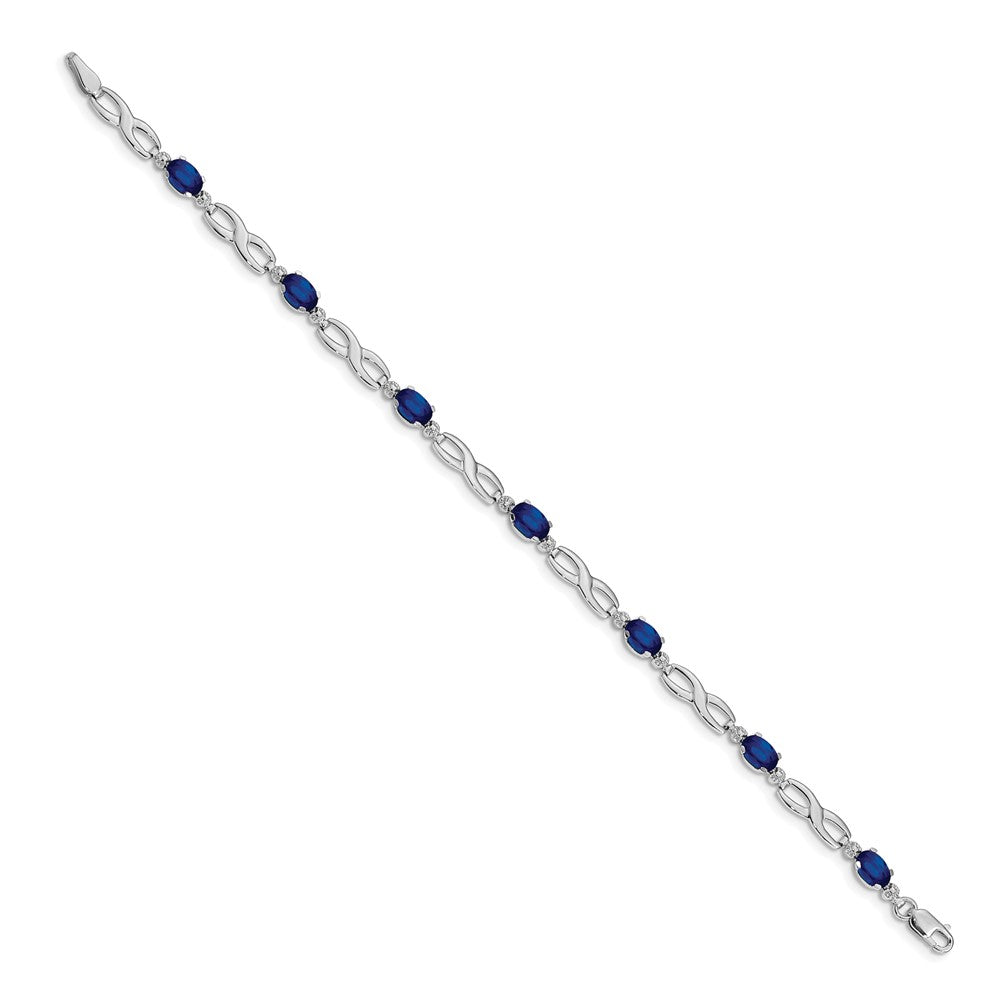 14k White Gold Infinity Natural Diamond and Sapphire Bracelet