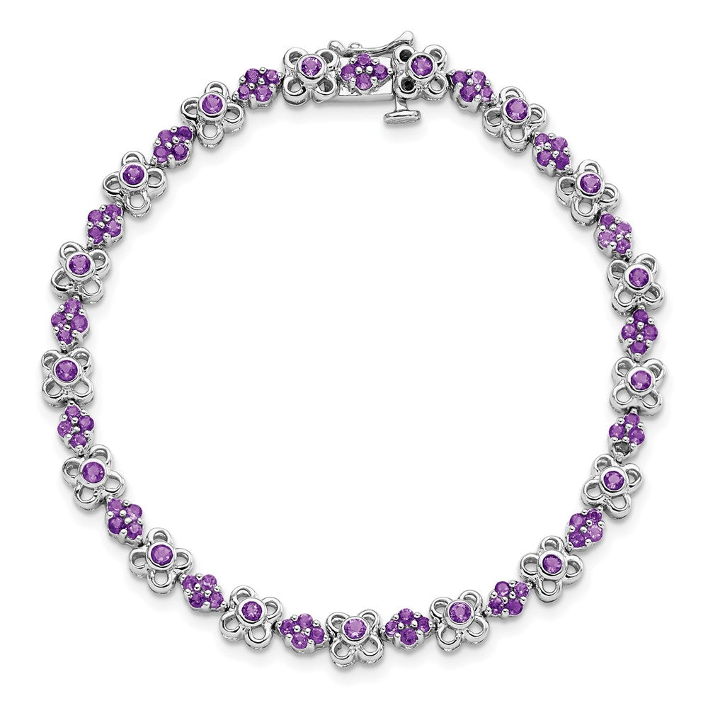 14k White Gold Amethyst Bracelet
