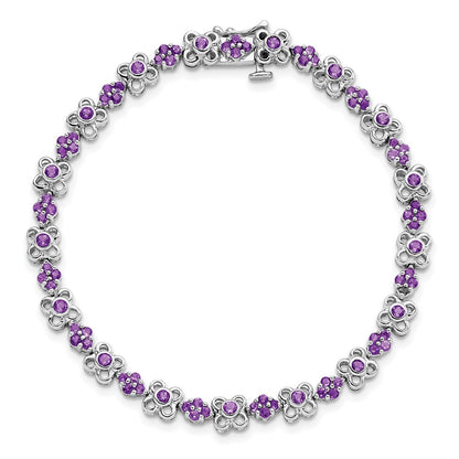 14k White Gold Amethyst Bracelet