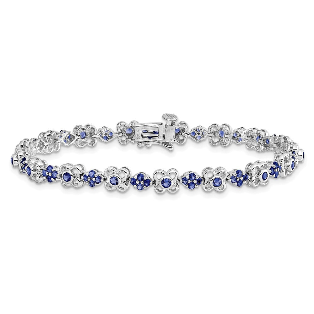 14k White Gold Created Sapphire Bracelet