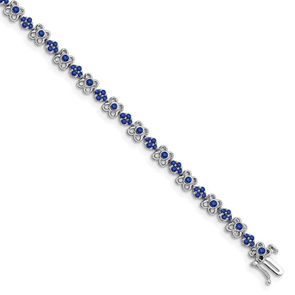 14k White Gold Created Sapphire Bracelet