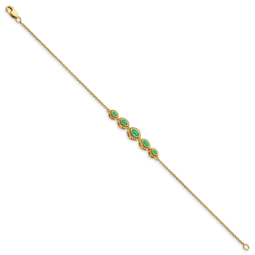 14k Yellow Gold Marquise Emerald Bracelet