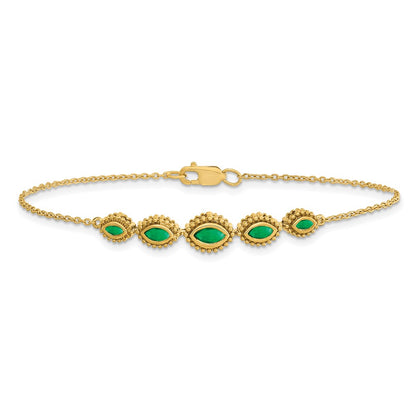14k Yellow Gold Marquise Emerald Bracelet