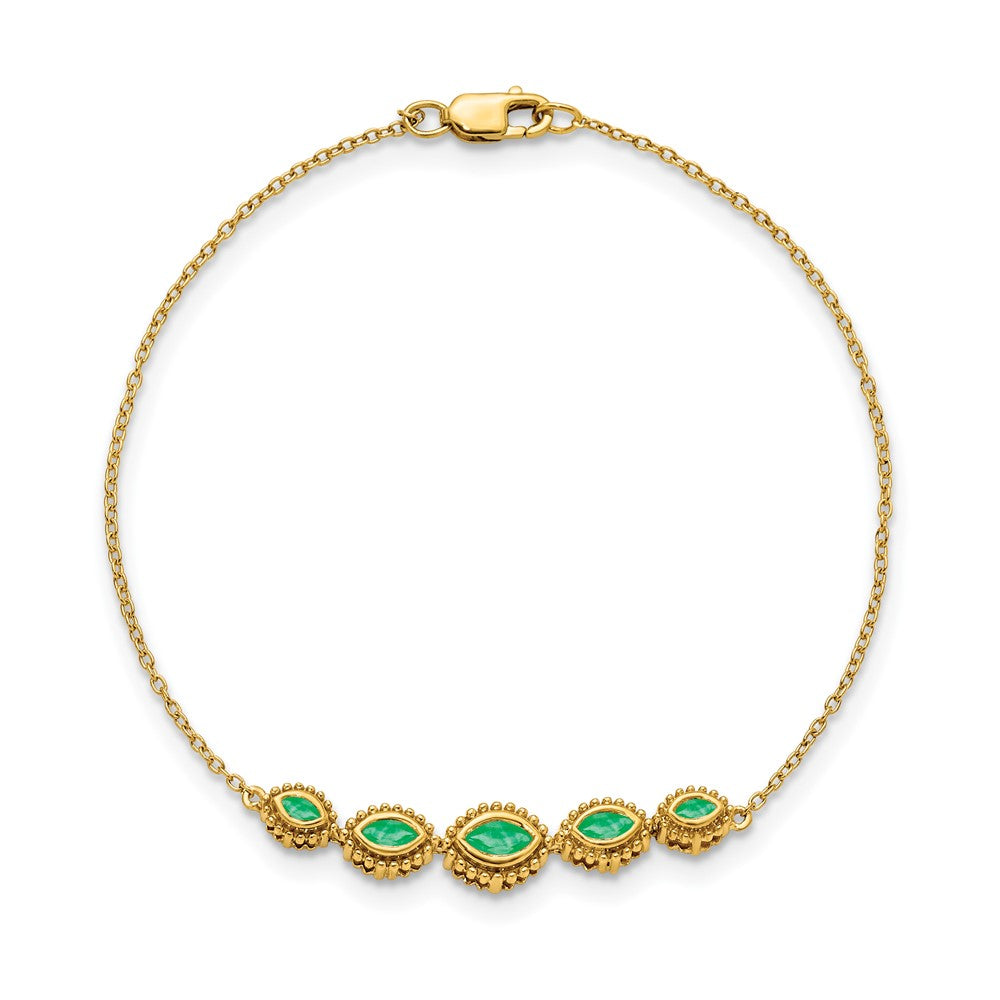 14k Yellow Gold Marquise Emerald Bracelet