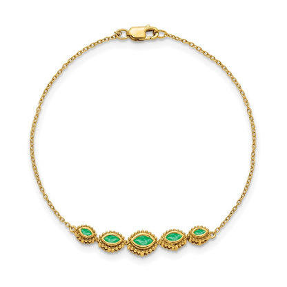 14k Yellow Gold Marquise Emerald Bracelet