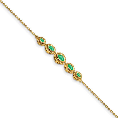 14k Yellow Gold Marquise Emerald Bracelet