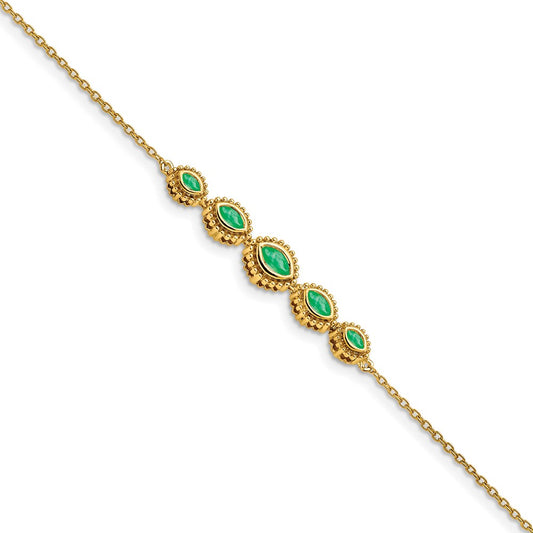 14k Yellow Gold Marquise Emerald Bracelet