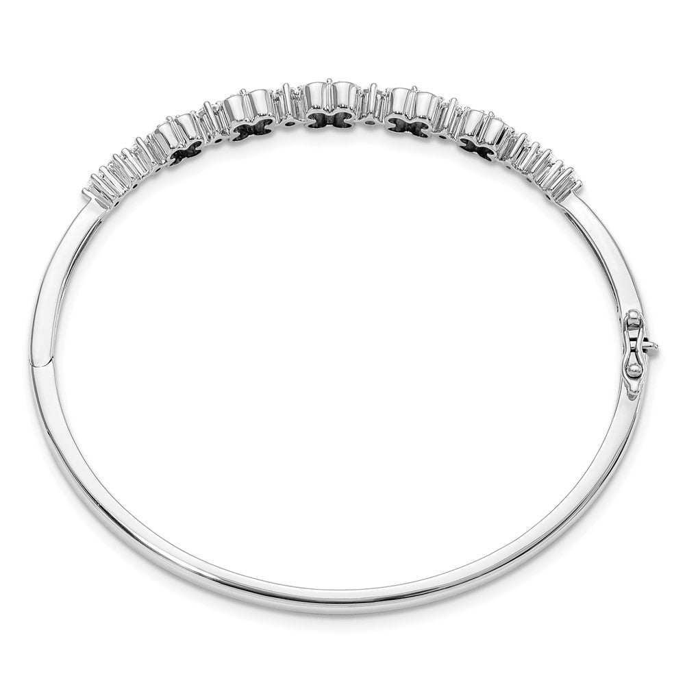 14K White Gold Lab Grown Diamond. VS/SI+ G+ Created.Sapphire Bangle Bracelet