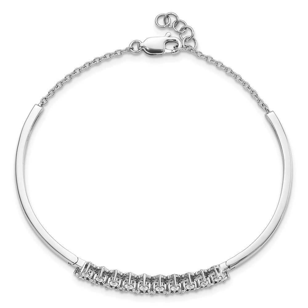 14k White Gold Natural Diamond Bangle Bracelet
