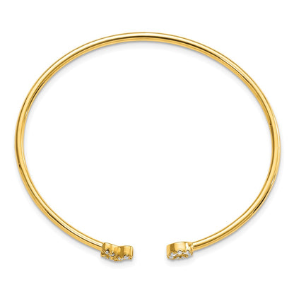 14k Yellow Gold Natural Diamond X & O Cuff Bangle