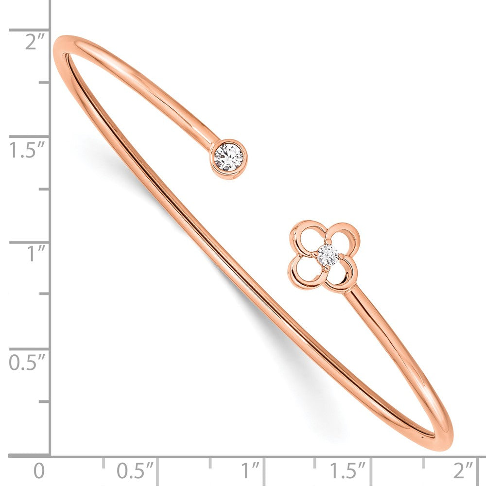14k Rose Gold 1/6 Ct. Lab Grown Diamond VS/SI+ G+ Floral Flexible Bangle Bracelet