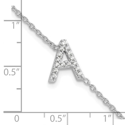 14KW Natural Diamond Sideways Letter A w/ 1in ext. Bracelet