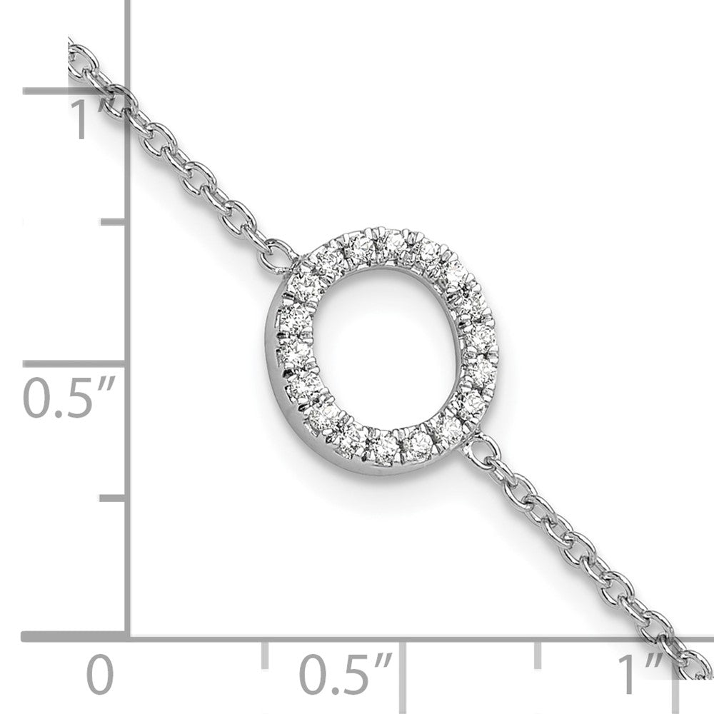 14KW Natural Diamond Sideways Letter O w/ 1in ext. Bracelet