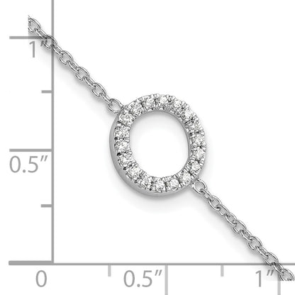 14KW Natural Diamond Sideways Letter O w/ 1in ext. Bracelet