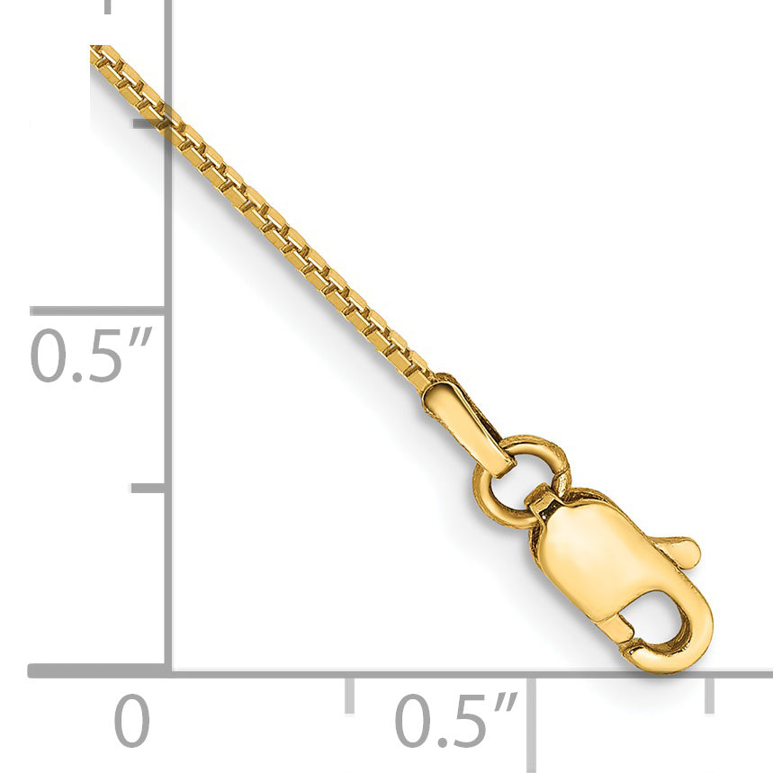 14K Yellow Gold 8 Inch .9mm Box With Lobster Clasp Bracelet