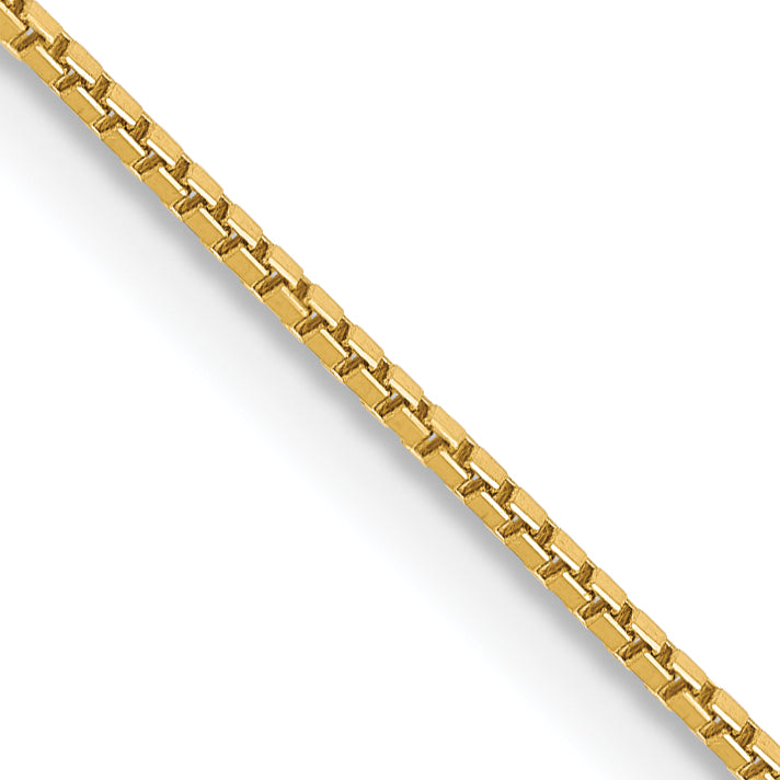 14K Yellow Gold .9mm Box With Lobster Clasp Chain Necklace