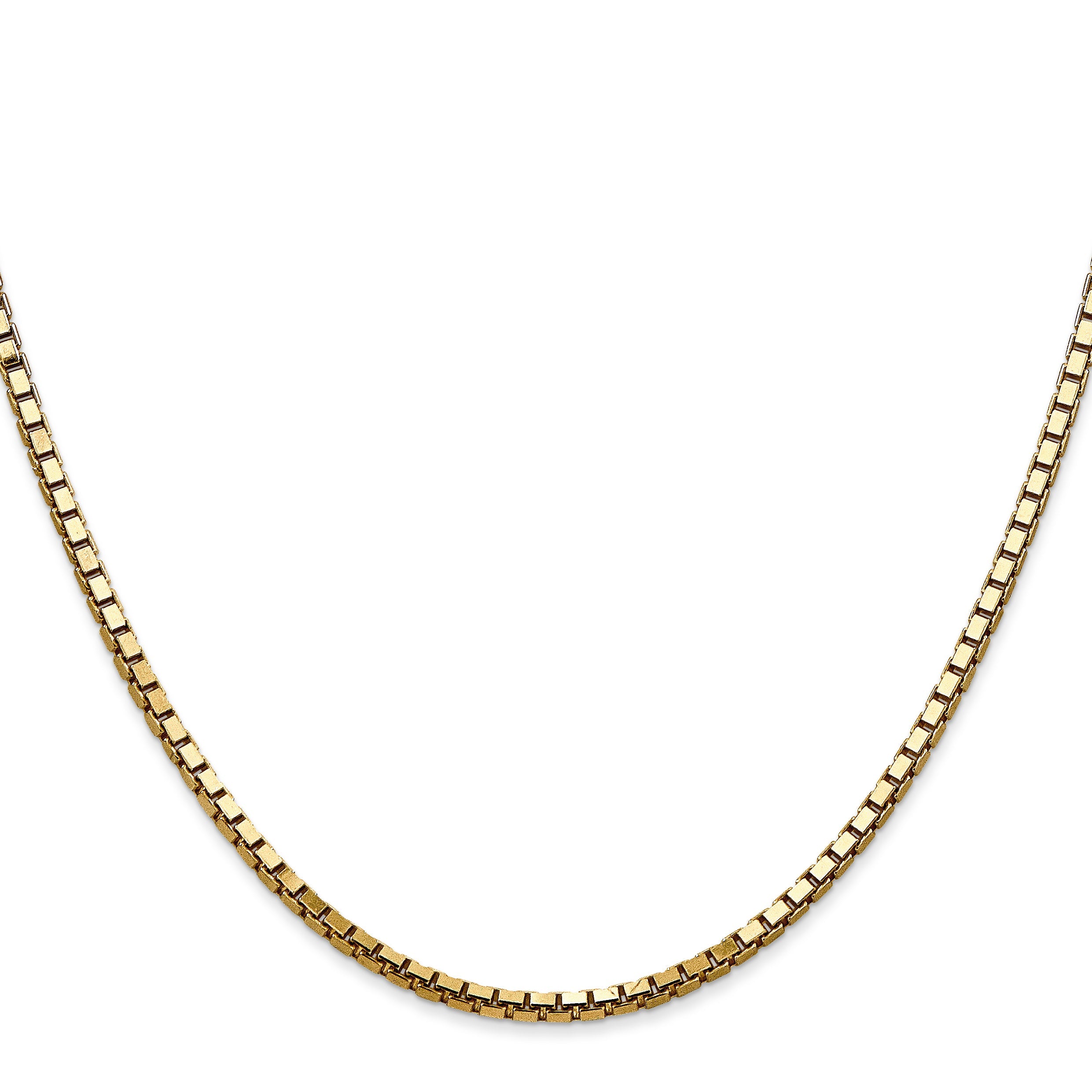 14K Yellow Gold 2.5mm Box With Lobster Clasp Chain Necklace