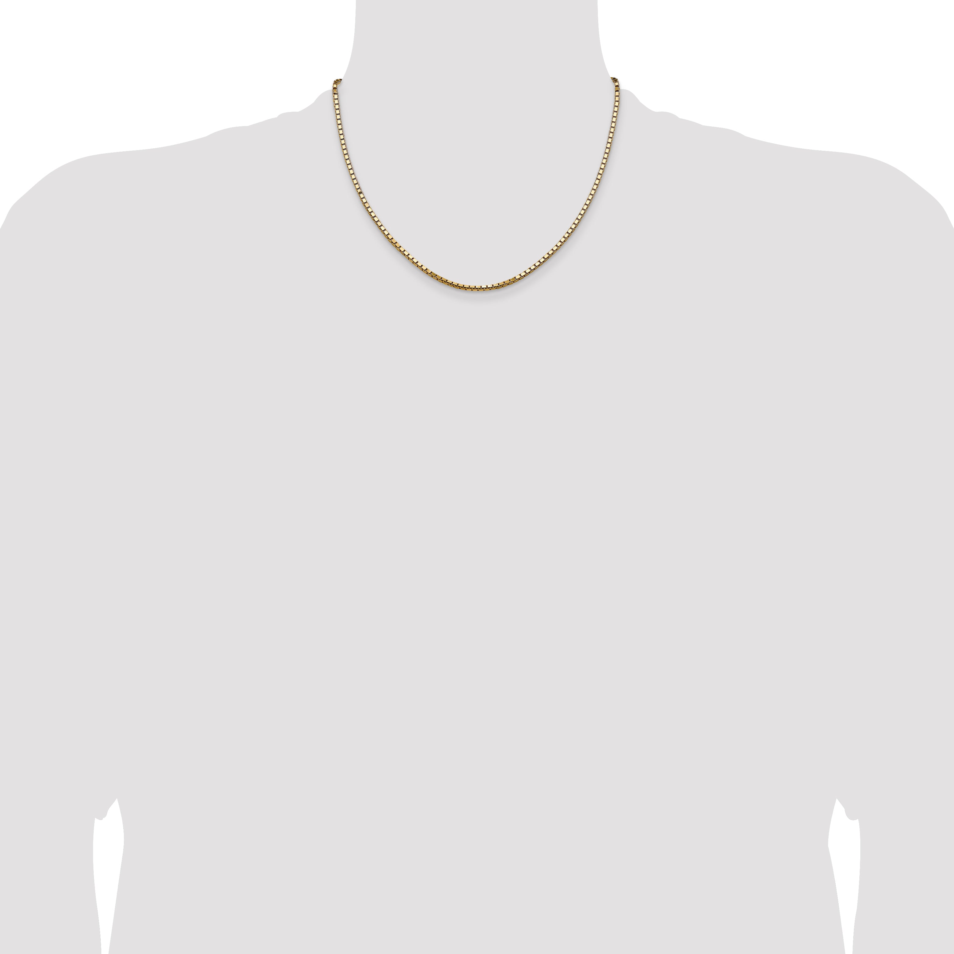 14K Yellow Gold 2.5mm Box With Lobster Clasp Chain Necklace