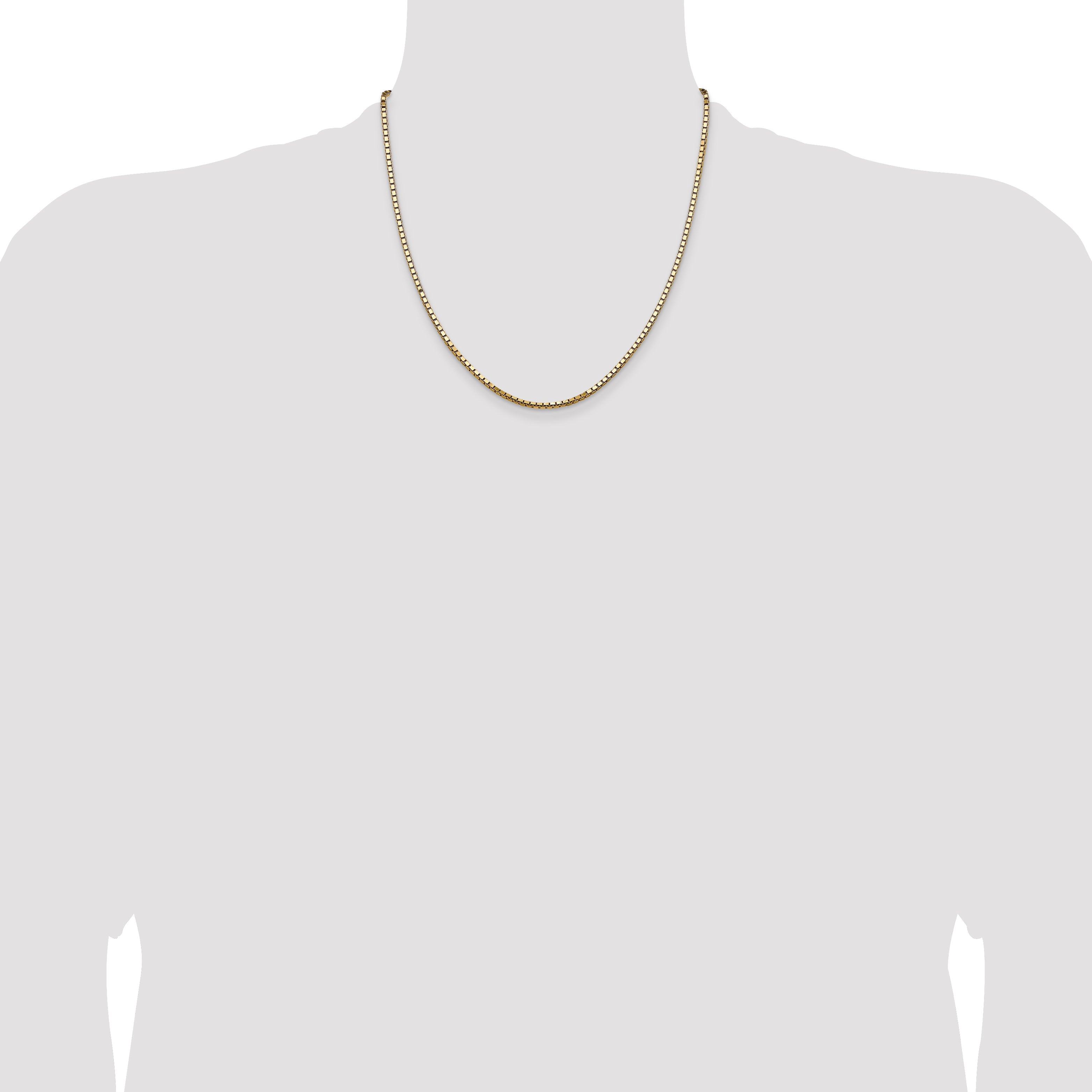 14K Yellow Gold 2.5mm Box With Lobster Clasp Chain Necklace
