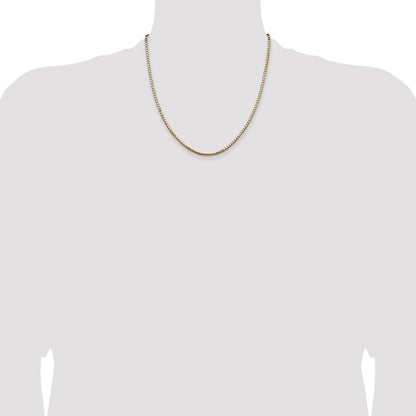 14K Yellow Gold 2.5mm Box With Lobster Clasp Chain Necklace
