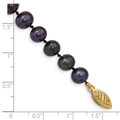 7.5 Inch 14K 6-7mm Black Near Round Freshwater Cultured Pearl Bracelet